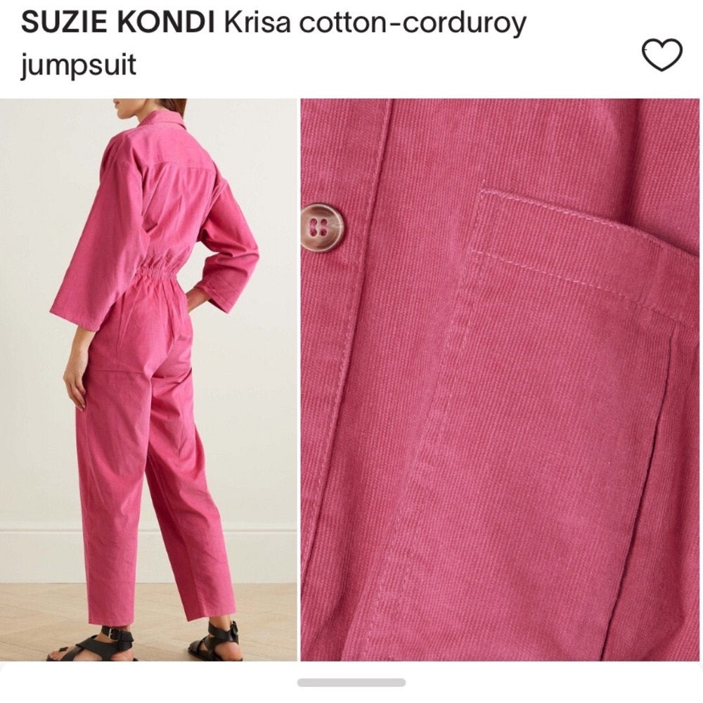 SUZIE KONDI Krisa cotton-corduroy Pink Long-Sleeve Jumpsuit - Picture 3 of 3